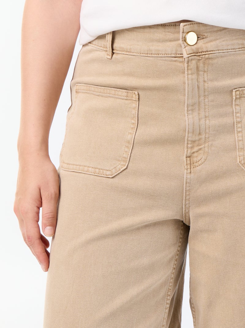Pantalón corte ancho / wide leg talle estándar Beige - Kiabi