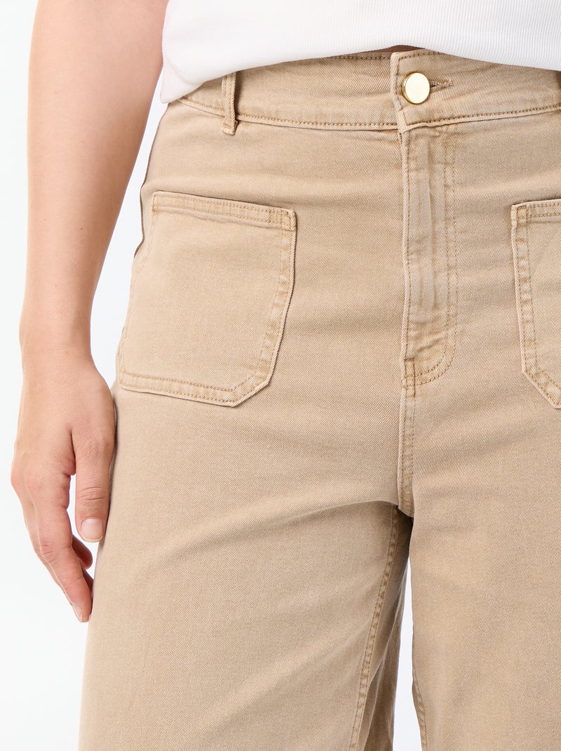 Pantalón corte ancho / wide leg talle estándar Beige - Kiabi