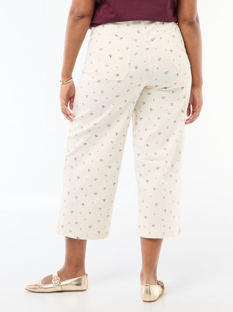 Pantalón corte ancho / wide leg talle estándar Blanco - Kiabi