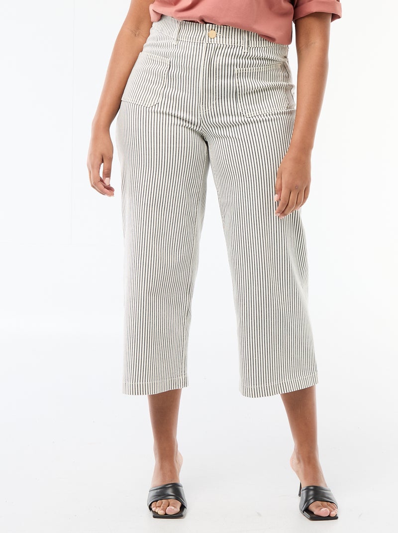 Pantalón corte ancho / wide leg talle estándar Blanco - Kiabi
