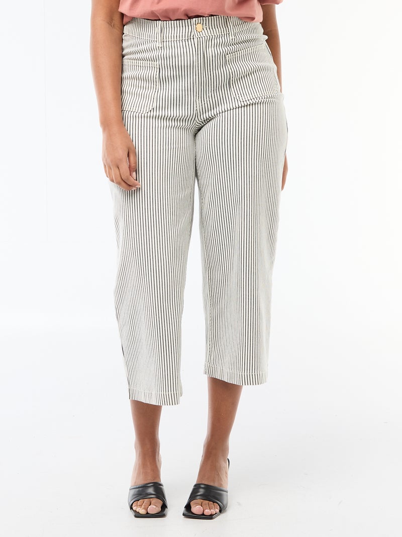 Pantalón corte ancho / wide leg talle estándar Blanco - Kiabi