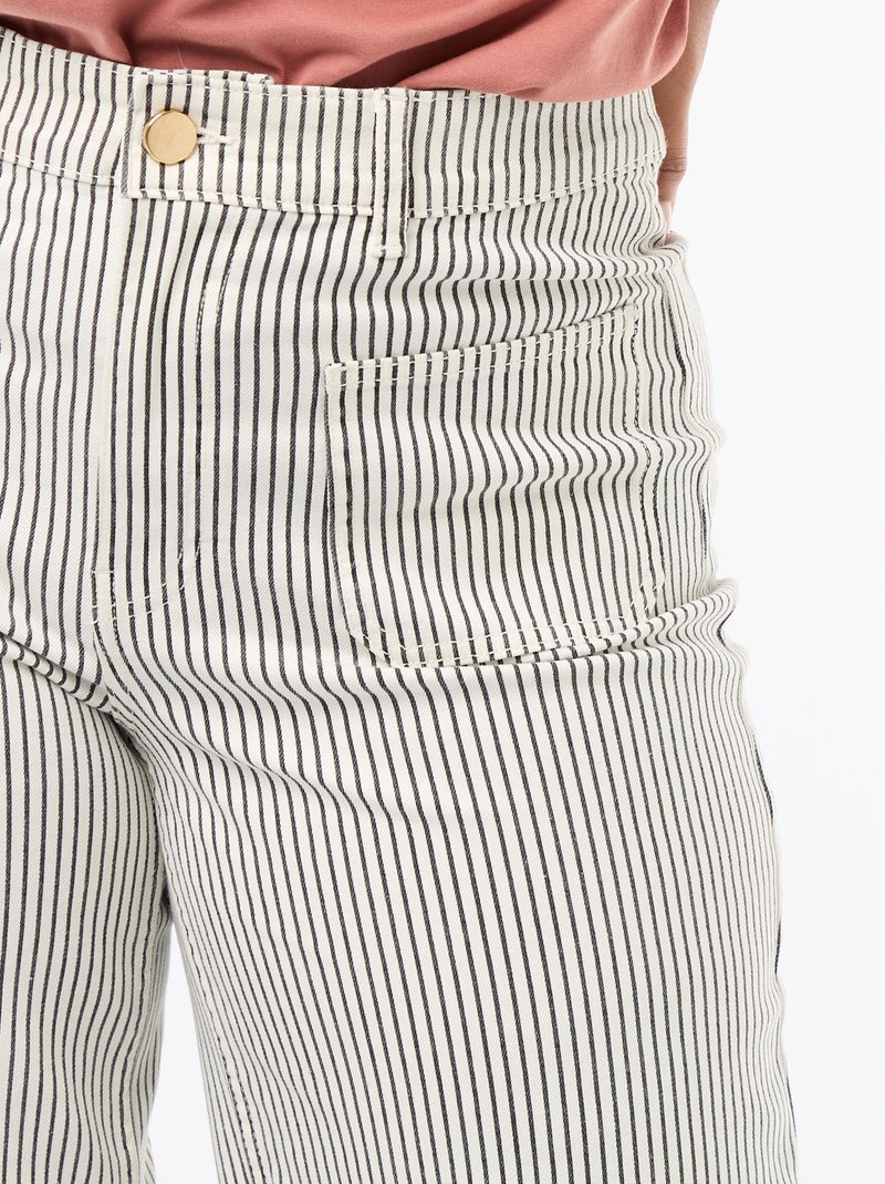 Pantalón corte ancho / wide leg talle estándar Blanco - Kiabi