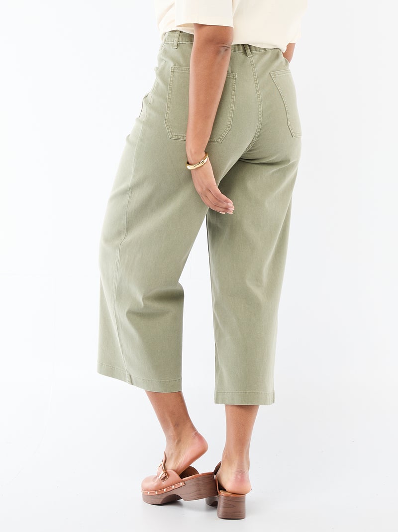 Pantalón corte ancho / wide leg talle estándar Kaki - Kiabi