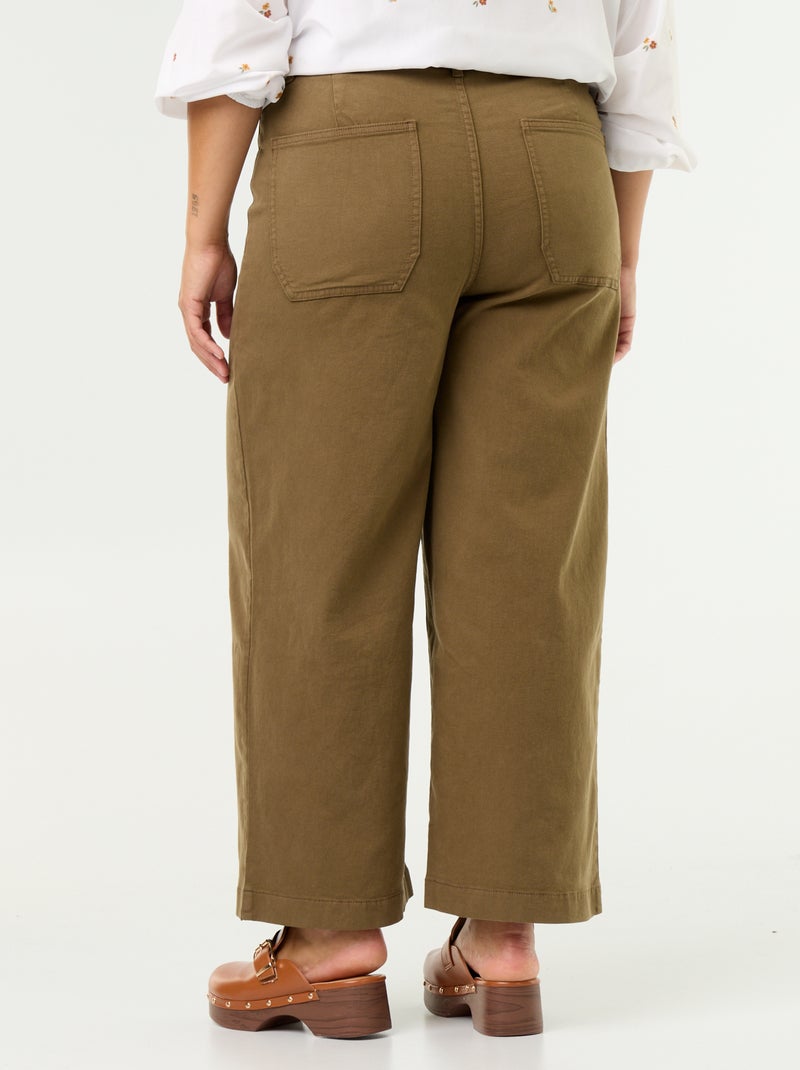 Pantalón corte ancho / wide leg talle estándar Kaki - Kiabi