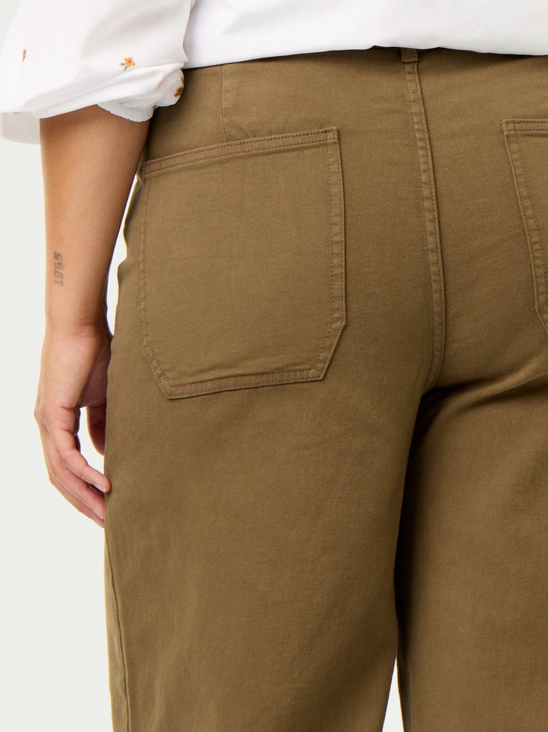Pantalón corte ancho / wide leg talle estándar Kaki - Kiabi