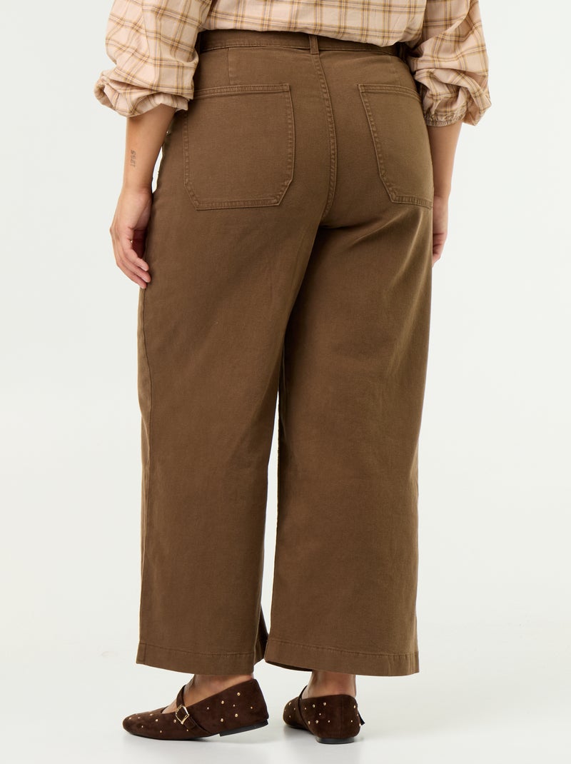 Pantalón corte ancho / wide leg talle estándar Marron - Kiabi