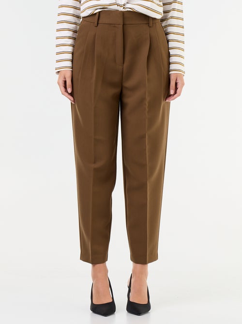 Pantalón corte carrot de tiro alto - Kiabi