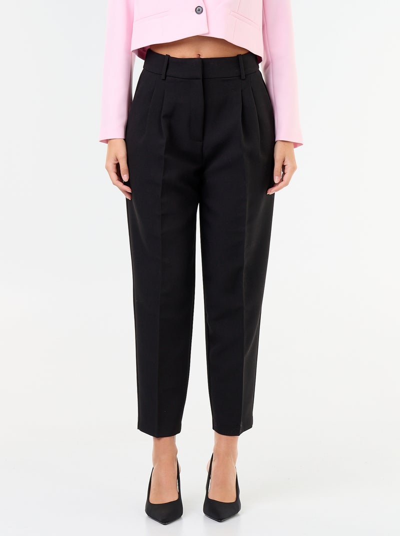 Pantalón corte carrot de tiro alto Negro - Kiabi