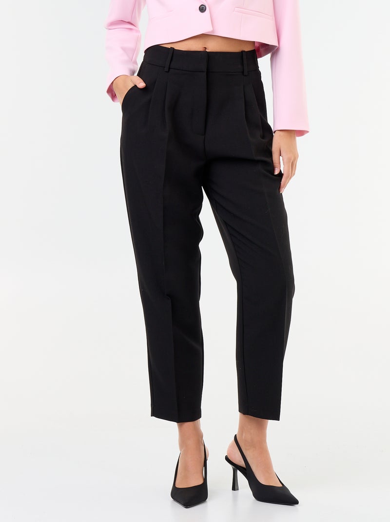 Pantalón corte carrot de tiro alto Negro - Kiabi