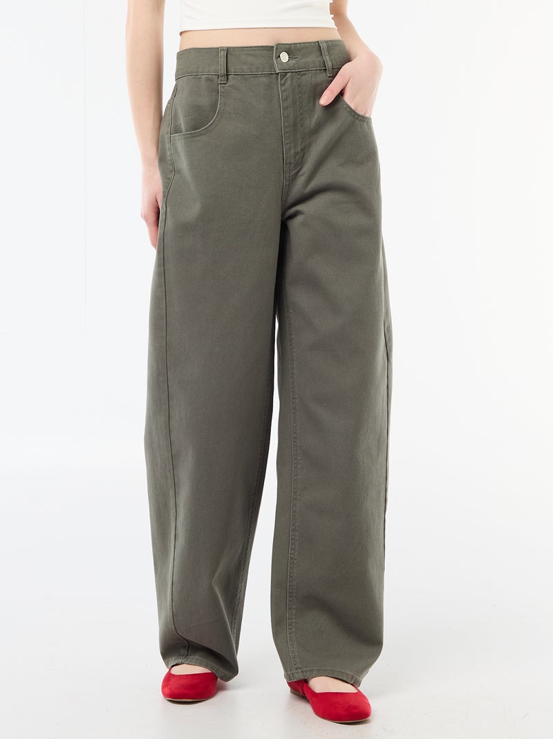 Pantalón corte globo Caqui - Kiabi