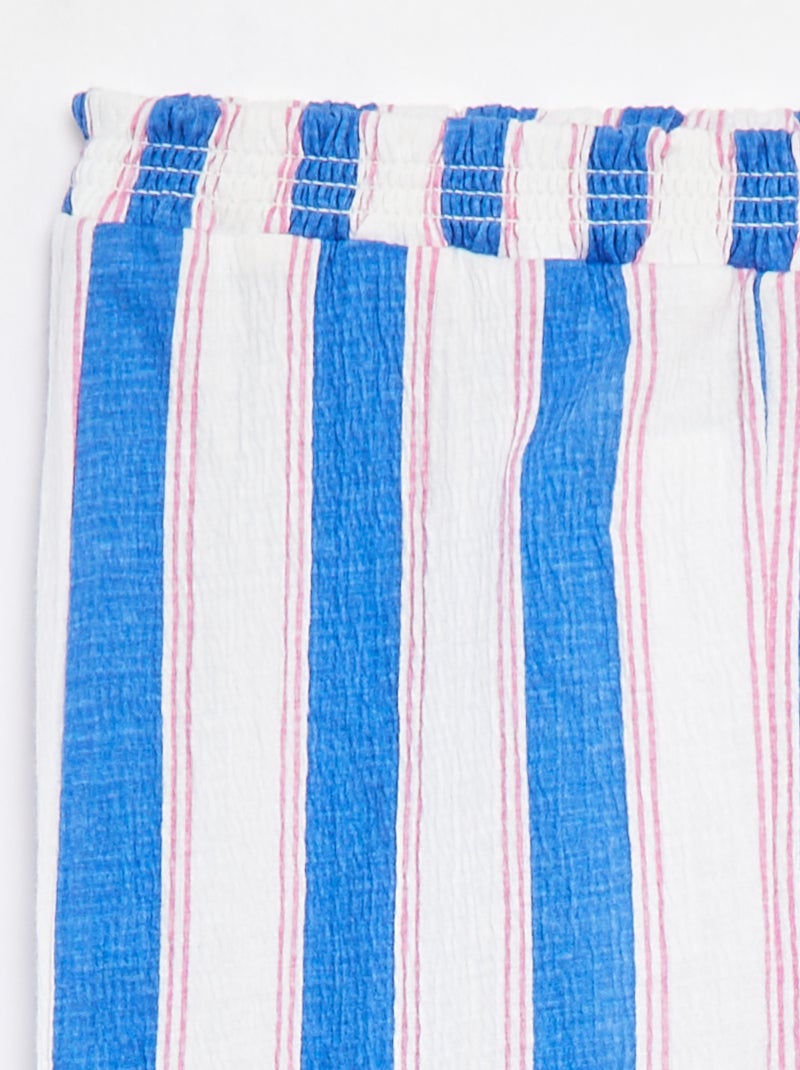 Pantalón corte paperbag con motivo de rayas AZUL - Kiabi