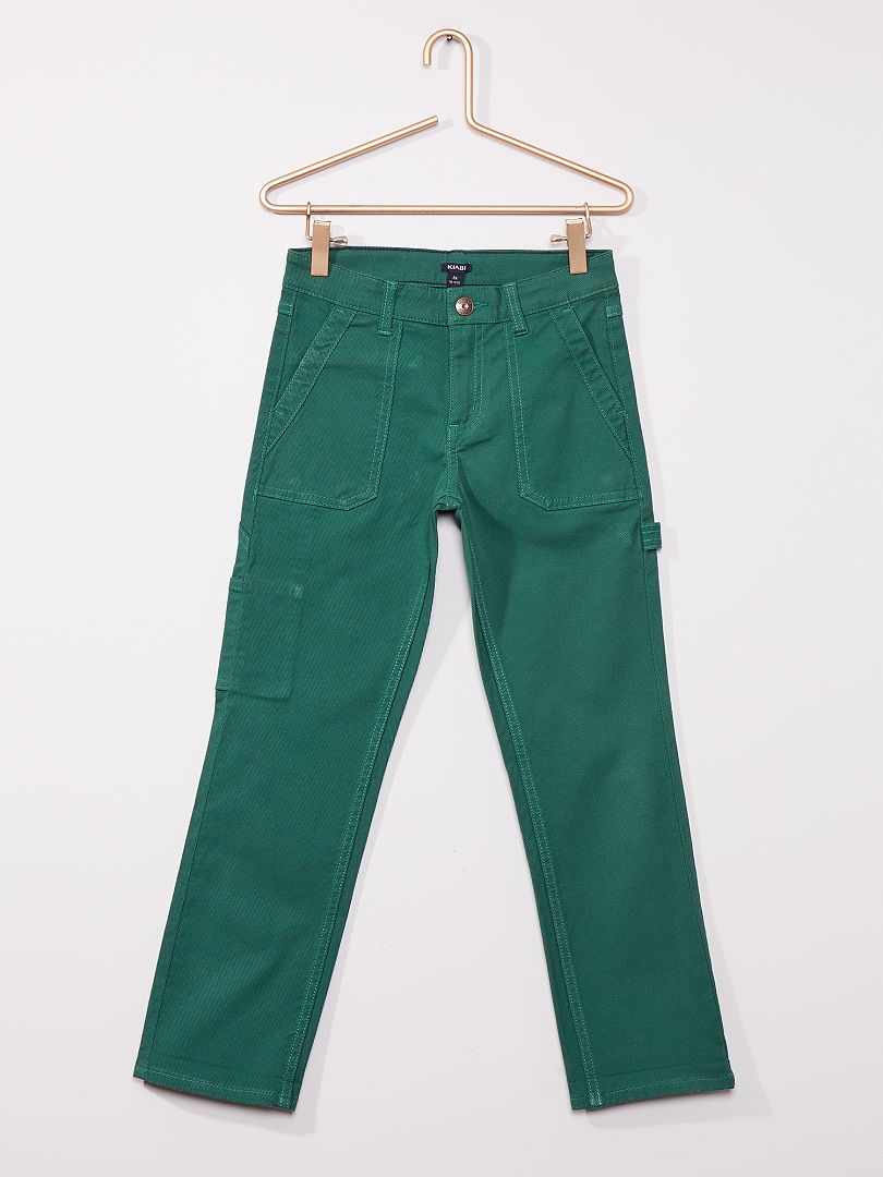 Pantalón corte slim estilo 'worker' VERDE - Kiabi