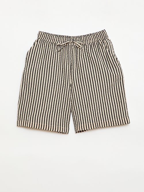 Pantalón corto a rayas con cordones ajustables - Kiabi