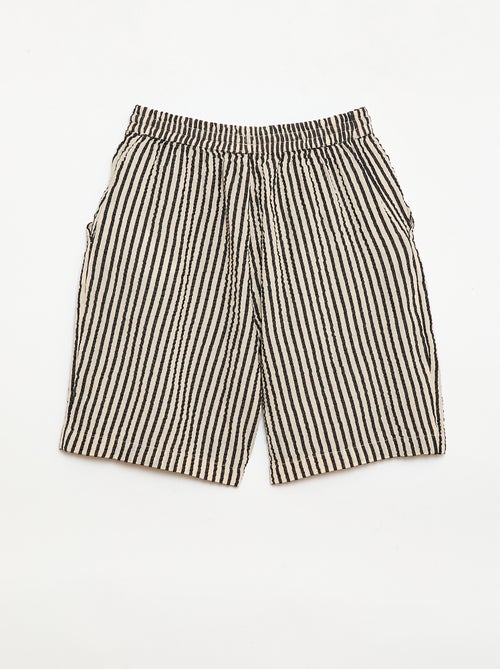 Pantalón corto a rayas con cordones ajustables - Kiabi