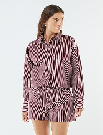 Pantalón corto a rayas de popelina