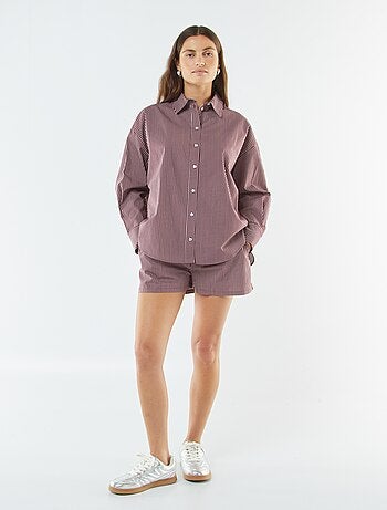 Pantalón corto a rayas de popelina