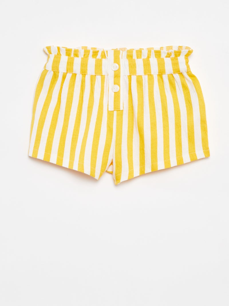Pantalón corto a rayas de punto con textura AMARILLO - Kiabi
