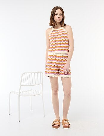 Pantalón corto ancho de croché