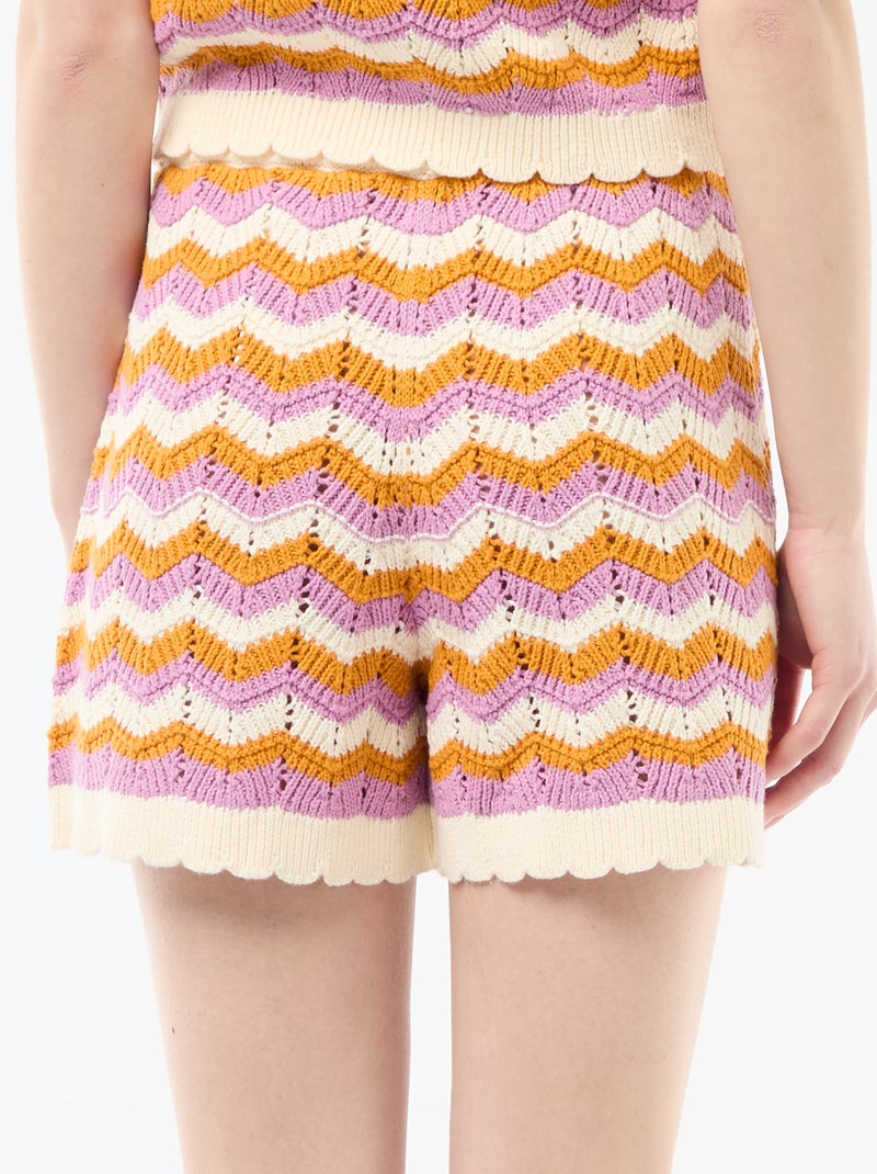 Pantalón corto ancho de croché Beige - Kiabi
