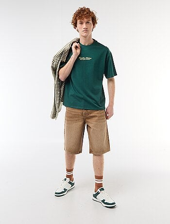 Pantalón corto baggy de algodón con efecto original