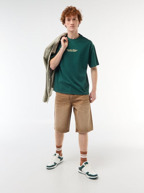 Pantalón corto baggy de algodón con efecto original - Kiabi