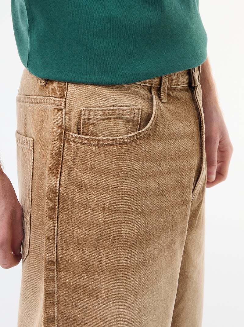 Pantalón corto baggy de algodón con efecto original Marron - Kiabi