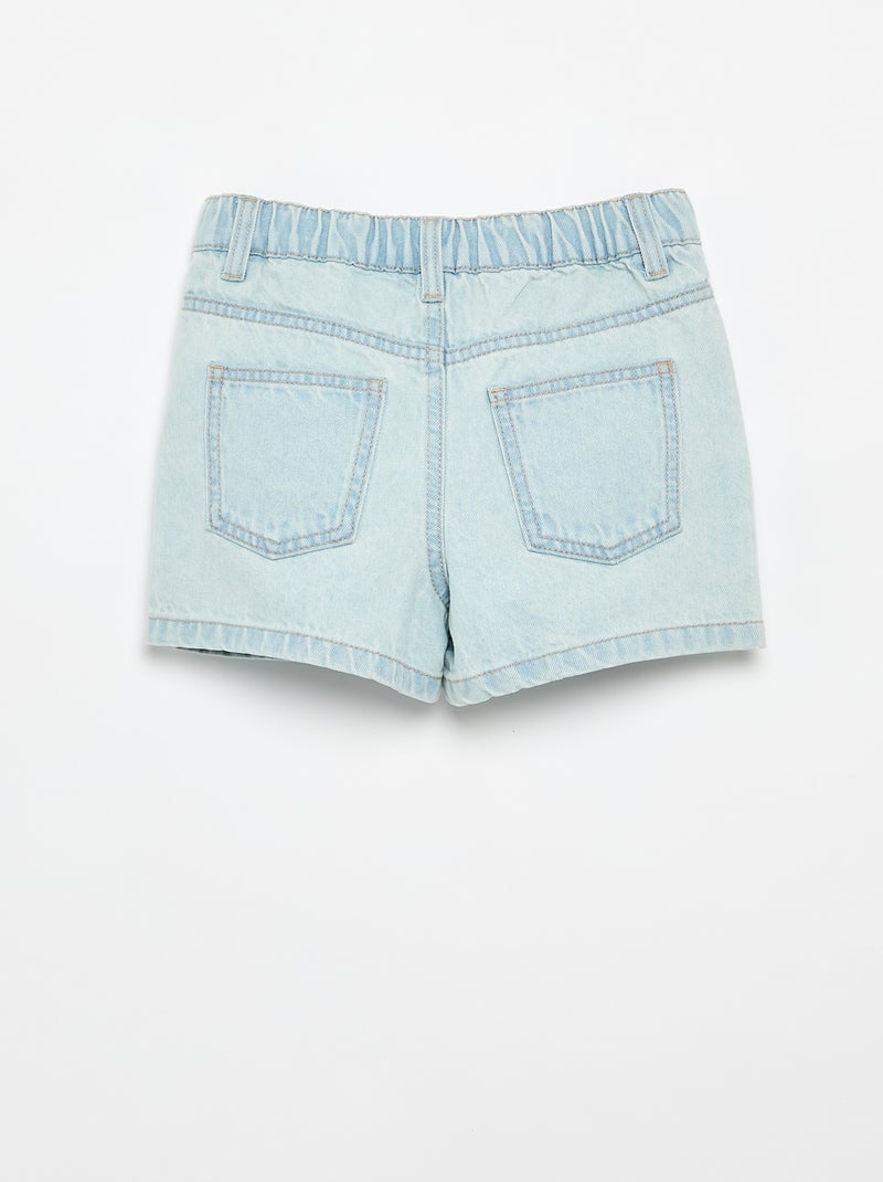 Pantalón corto bordado de vaquero Azul - Kiabi