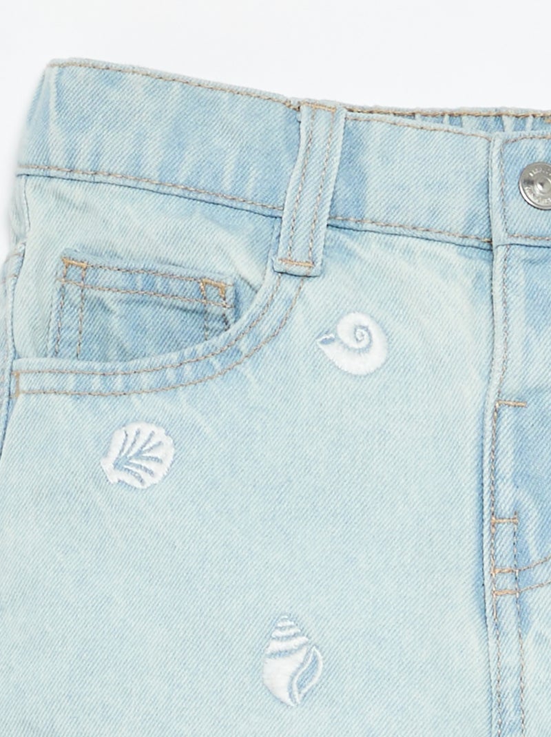 Pantalón corto bordado de vaquero Azul - Kiabi