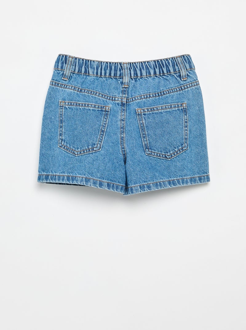 Pantalón corto bordado de vaquero Azul - Kiabi