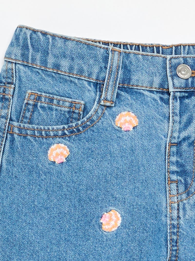 Pantalón corto bordado de vaquero Azul - Kiabi