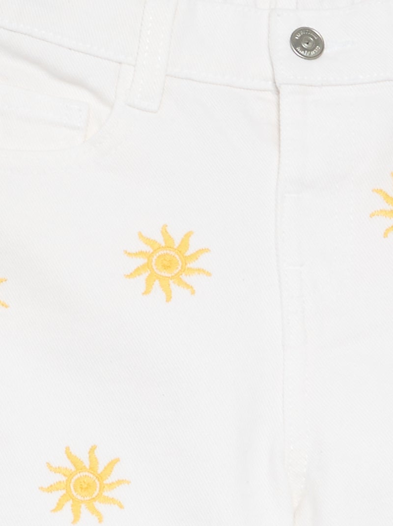 Pantalón corto bordado de vaquero Blanco - Kiabi