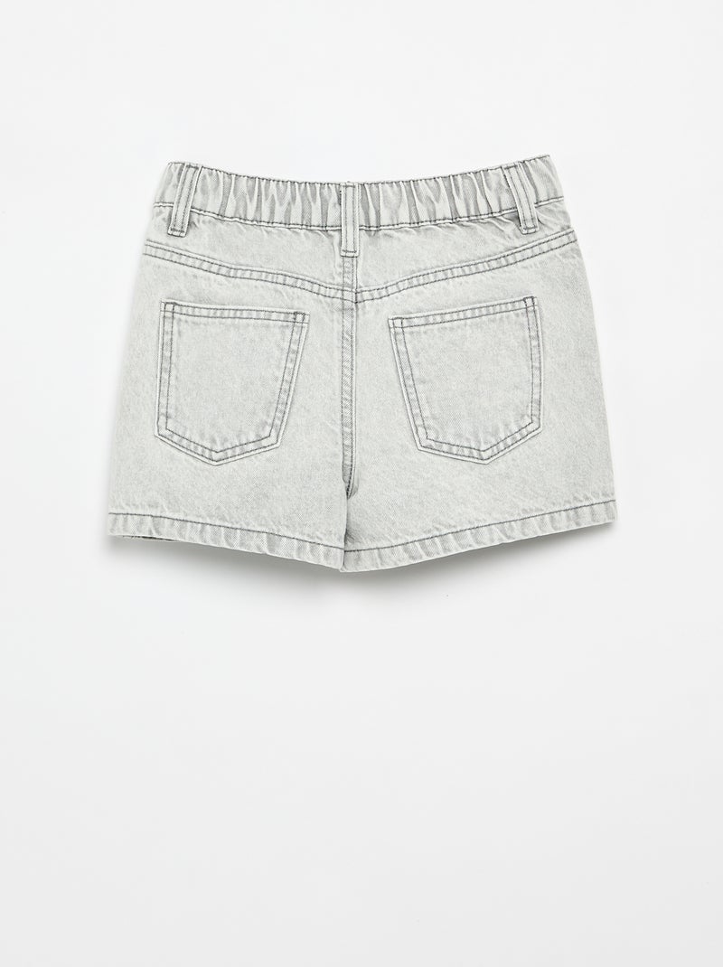 Pantalón corto bordado de vaquero Gris - Kiabi