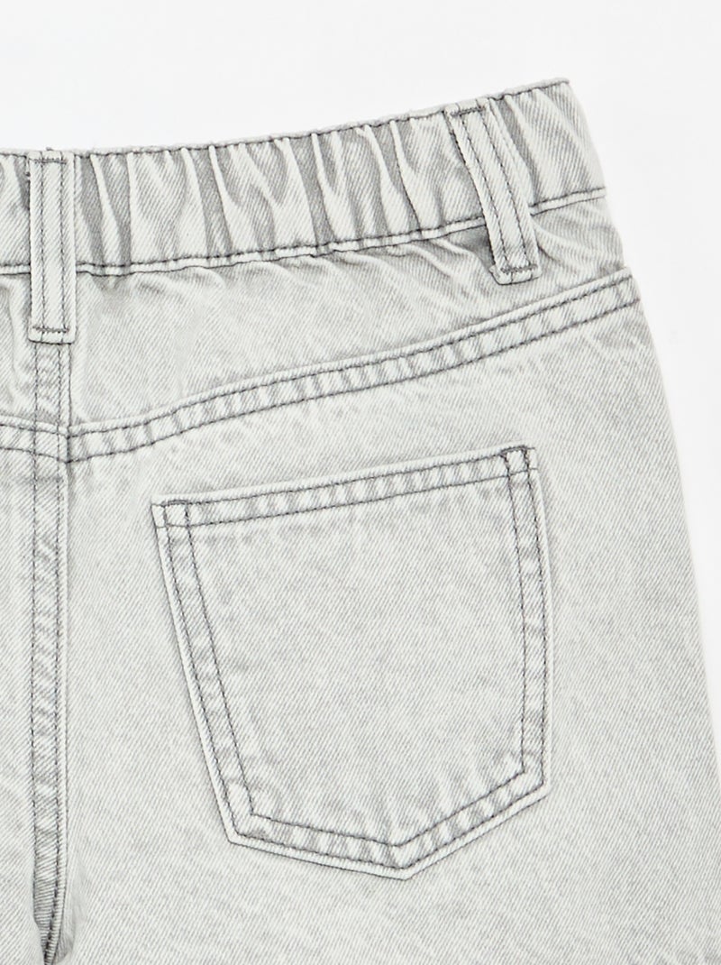 Pantalón corto bordado de vaquero Gris - Kiabi