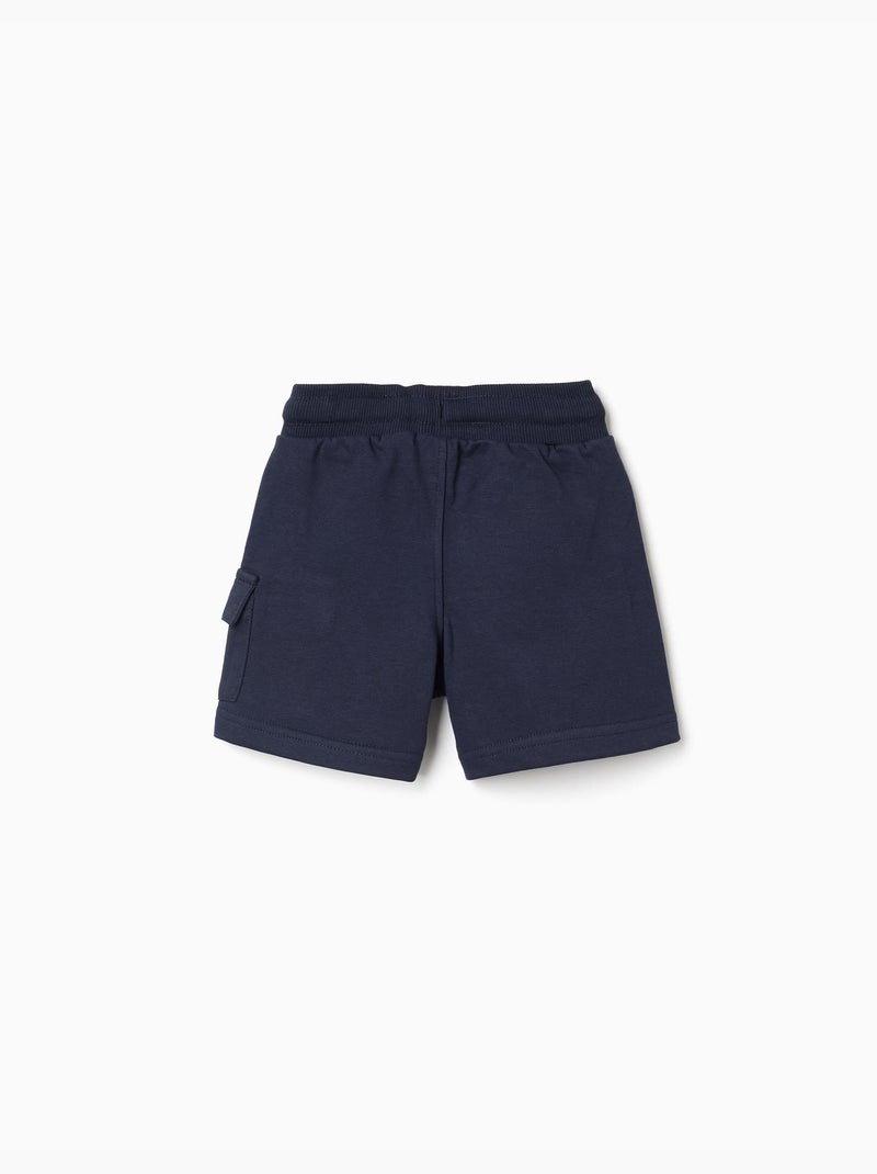 Pantalón corto cargo de felpa con cordones Azul oscuro - Kiabi