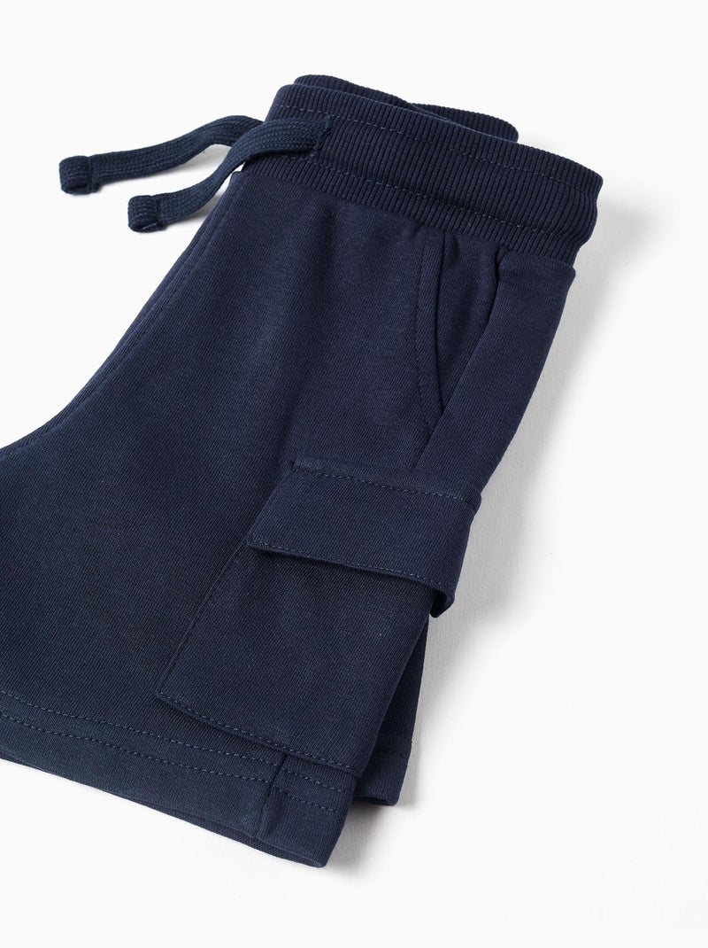 Pantalón corto cargo de felpa con cordones Azul oscuro - Kiabi