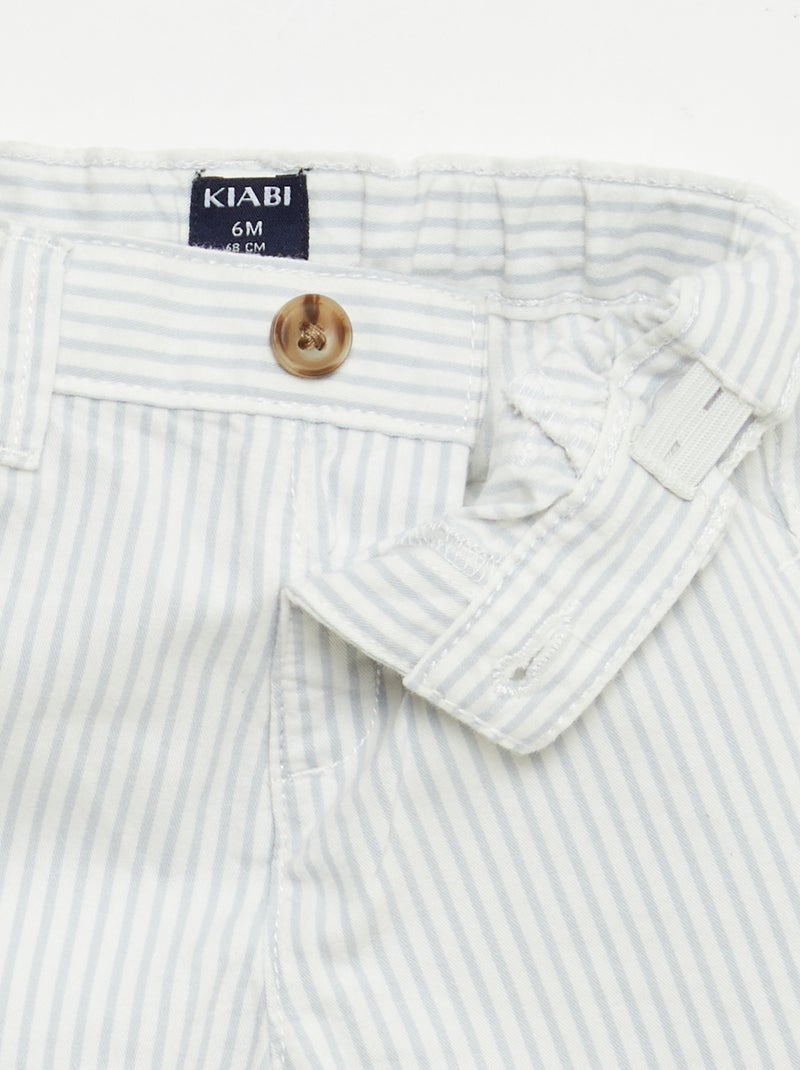 Pantalón corto chino con cintura ajustable Blanco - Kiabi