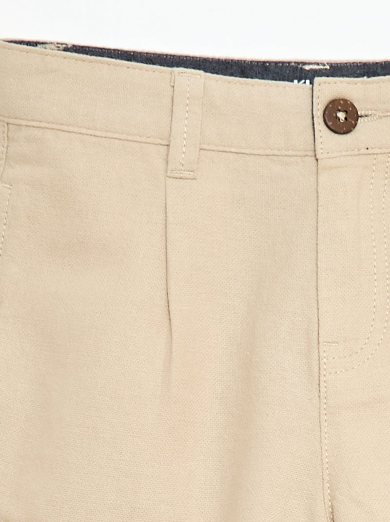 Pantalón corto chino liso Beige - Kiabi