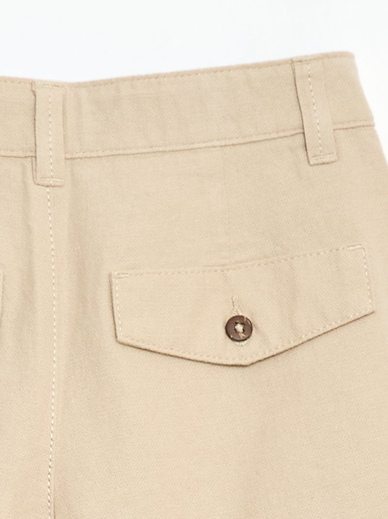 Pantalón corto chino liso Beige - Kiabi