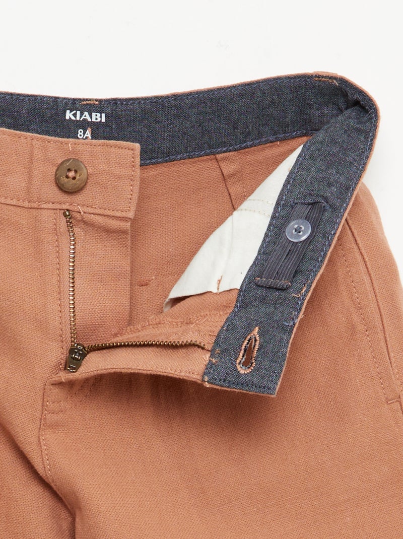 Pantalón corto chino liso Marron - Kiabi