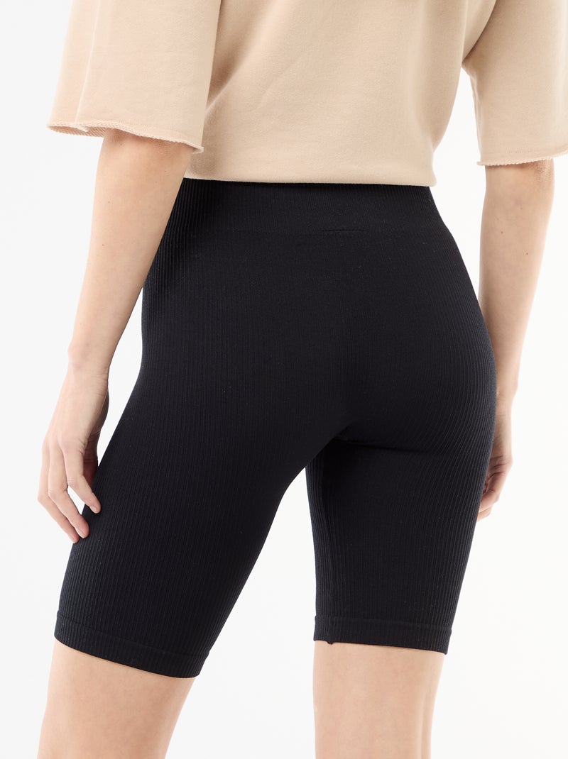 Pantalón corto ciclista acanalado Negro - Kiabi
