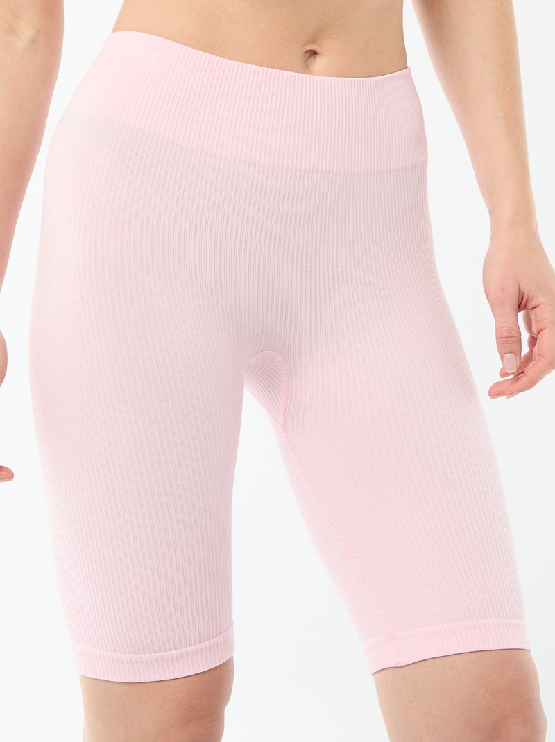 Pantalón corto ciclista acanalado Rosa - Kiabi