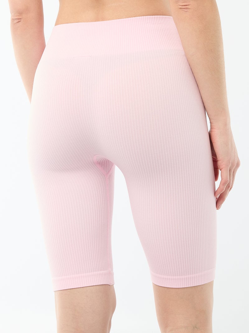 Pantalón corto ciclista acanalado Rosa - Kiabi