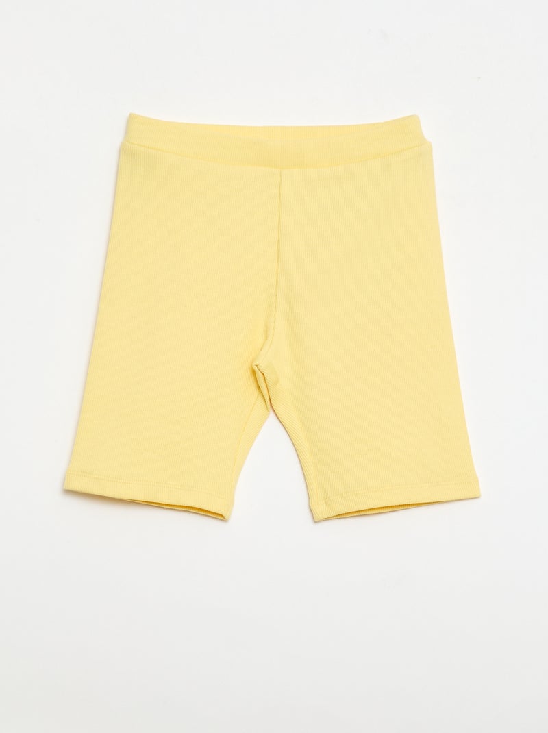 Pantalón corto ciclista de canalé Amarillo - Kiabi