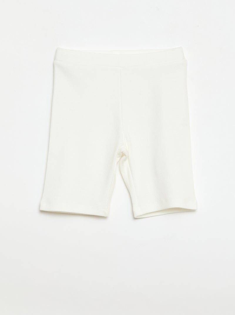 Pantalón corto ciclista de canalé Blanco - Kiabi