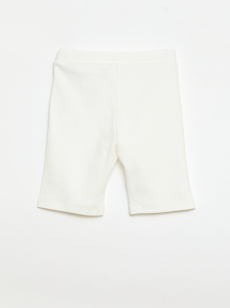 Pantalón corto ciclista de canalé Blanco - Kiabi