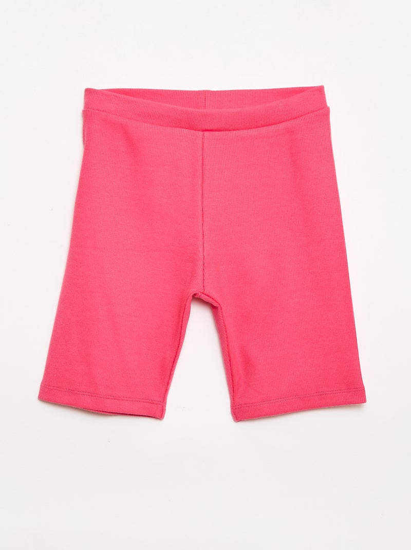 Pantalón corto ciclista de canalé Rosa - Kiabi