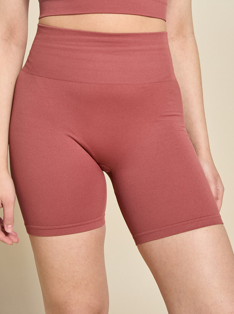 Pantalón corto ciclista deportivo sin costuras - (ekstract) Marron - Kiabi