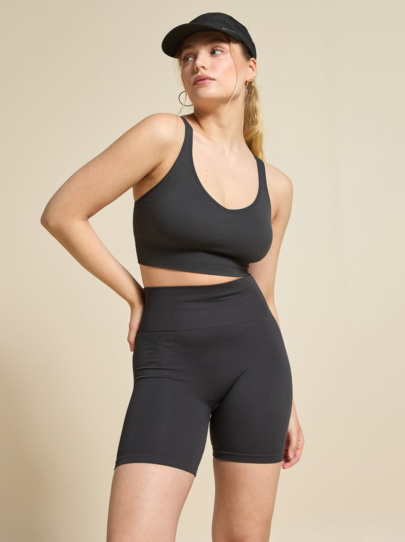 Pantalón corto ciclista deportivo sin costuras - (ekstract) Negro - Kiabi