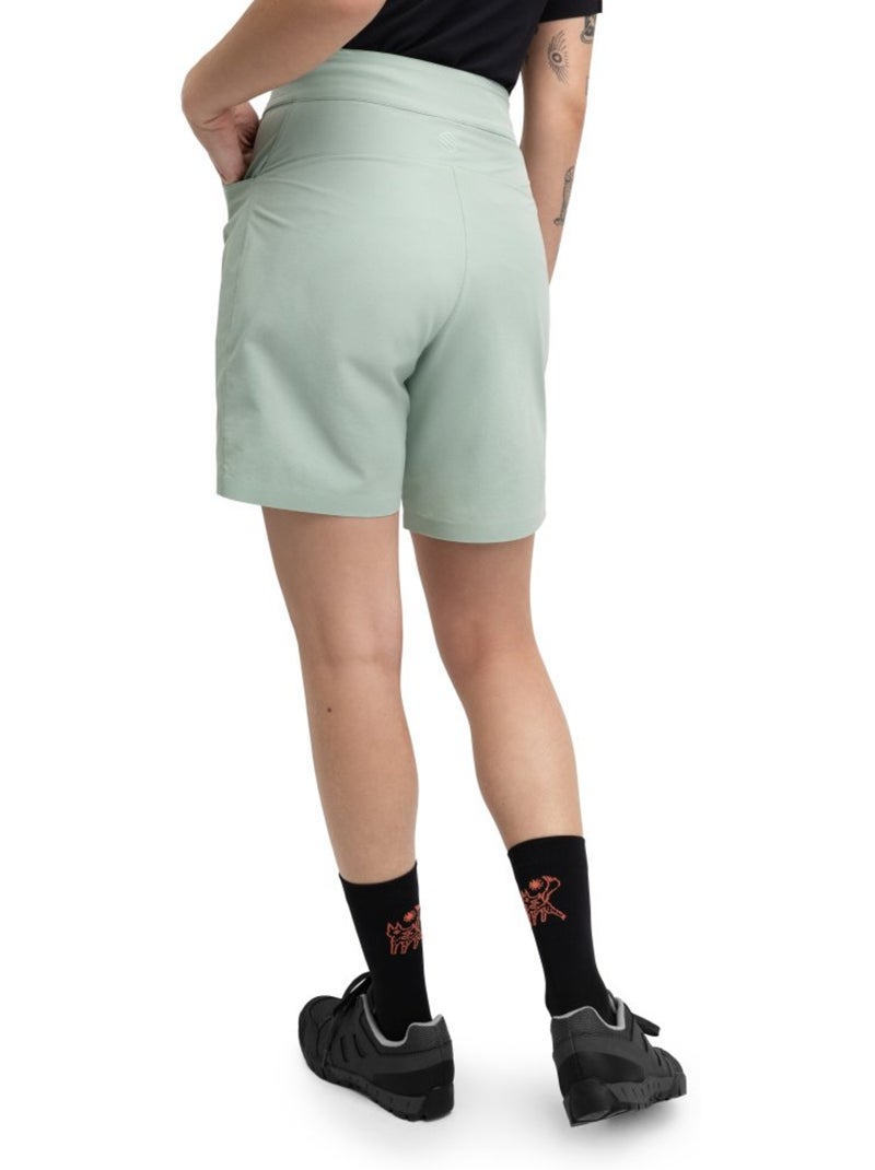 Pantalón corto cicloturismo mujer ciclismo mujer turf gray Verde - Kiabi