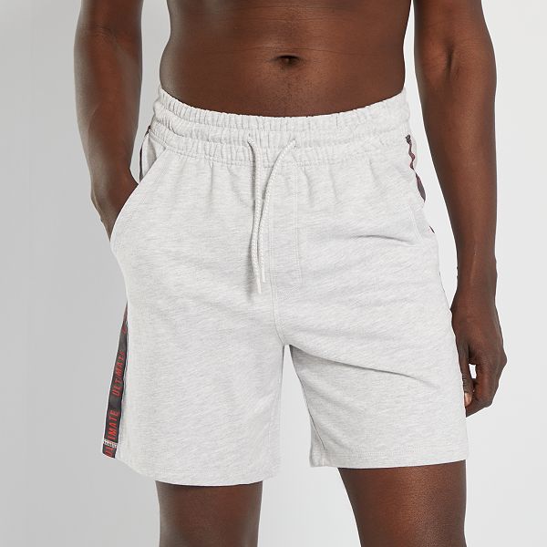 Pantalón corto con bandas a contraste de felpa Hombre talla S-XXL - gris  chiné - Kiabi - 10,00€